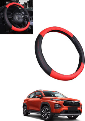 MATIES Steering Cover For Toyota Universal For Car(Red/Black, Leatherite)