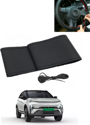 AYW Hand Stiched Steering Cover For Tata Universal For Car(Black, Leatherite)