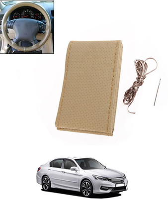 MSNP Hand Stiched Steering Cover For Honda Accord(Beige, Leatherite)