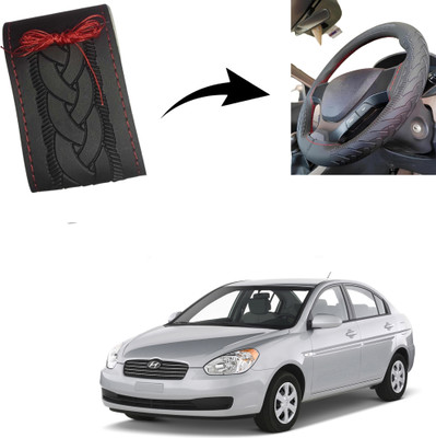 Autoinnovation Hand Stiched Steering Cover For Hyundai Xcent(Black, Leather)