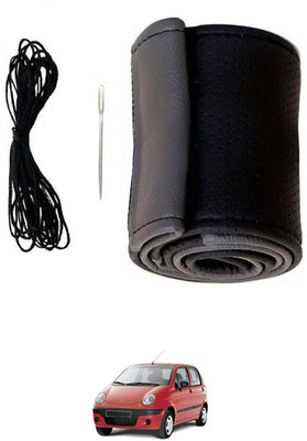 RKPSP Hand Stiched Steering Cover For Daewoo Matiz(Grey, Black, Leatherite)