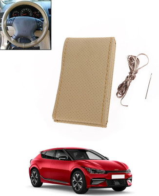 MATIES Hand Stiched Steering Cover For Universal For Car Universal For Car(Beige, Leatherite)