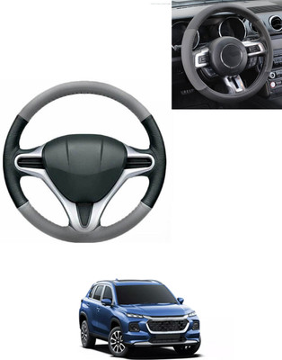 AYW Steering Cover For Universal For Car Grand Vitara(Grey/Black, Leatherite)