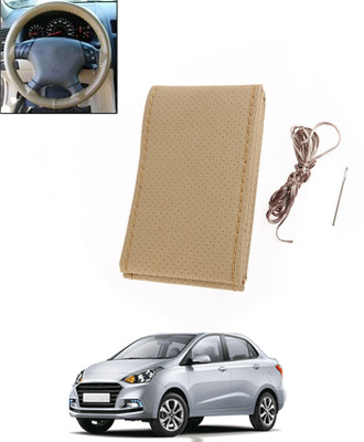 ABJD Hand Stiched Steering Cover For BMW Xcent(Beige, Leatherite)