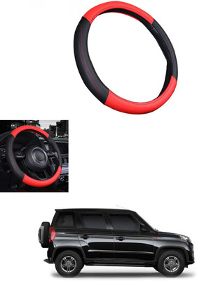 MATIES Steering Cover For Mahindra Universal For Car(Red/Black, Leather)