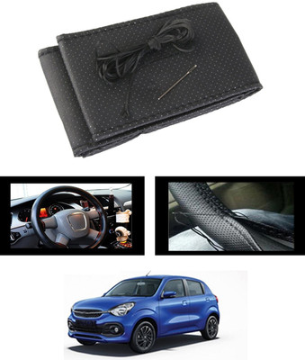 MSNP Hand Stiched Steering Cover For Maruti Celerio(Black, Leatherite)