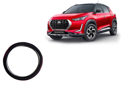 HOTRENZ Steering Cover For Nissan Micra(Steering Cover For Nisaan Magnite , Black With Red Line Coulor, Leatherite)