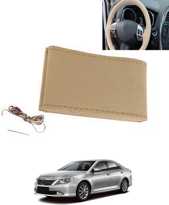 MATIES Hand Stiched Steering Cover For Toyota Camry(Beige, Leatherite)