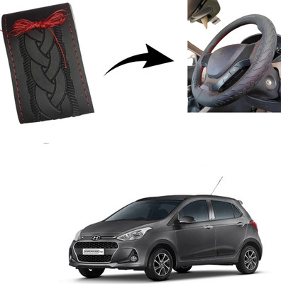 Autoinnovation Hand Stiched Steering Cover For Hyundai Grand i10(Black, Leather)