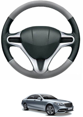MATIES Steering Cover For Mercedes Benz Universal For Car(Grey, Black, Leather)