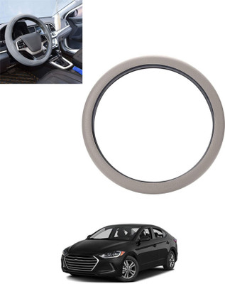 monolive Hand Stiched Steering Cover For Hyundai Elantra(Silver, Leatherite)