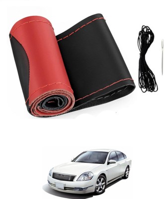 MATIES Hand Stiched Steering Cover For Nissan Teana(Red/Black, Leatherite)