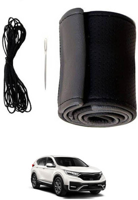 RKPSP Hand Stiched Steering Cover For Honda Universal For Car(Grey, Black, Leatherite)
