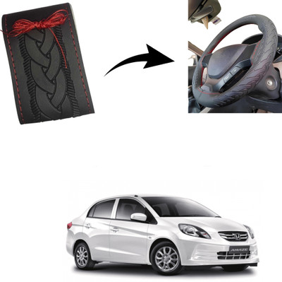 Autoinnovation Hand Stiched Steering Cover For Honda Amaze(Black, Leather)