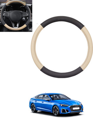 monolive Hand Stiched Steering Cover For Audi S5(Beige, Black, Leatherite)