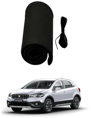 RKPSP Hand Stiched Steering Cover For Universal For Car S-Cross(Black, Leatherite)