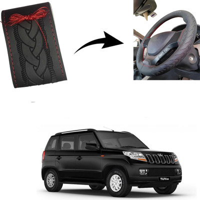 Autoinnovation Hand Stiched Steering Cover For Mahindra TUV 300(Black, Leather)