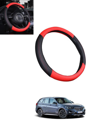 MATIES Steering Cover For BMW Universal For Car(Red/Black, Leatherite)