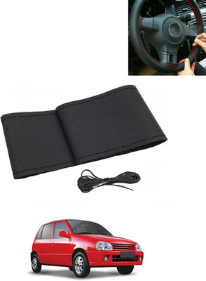 MATIES Hand Stiched Steering Cover For Universal For Car Zen(Black, Leatherite)