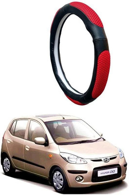 AUTO PEARL Steering Cover For Hyundai i10(Black Red, Leatherite)