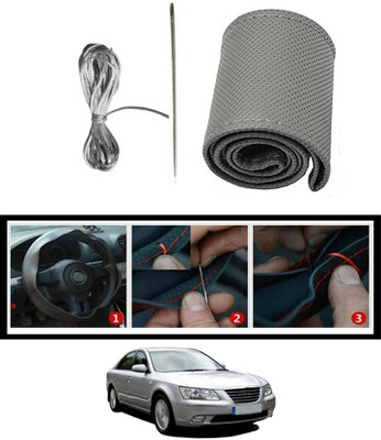 monolive Hand Stiched Steering Cover For Hyundai Elantra(Grey, Leatherite)
