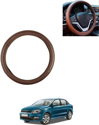 AYW Steering Cover For Volkswagen Universal For Car(Brown, Leatherite)