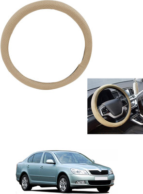 MATIES Steering Cover For Skoda Laura(Beige, Leather)
