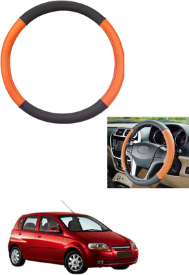 MATIES Steering Cover For Chevrolet Aveo UVA(Tan/Black, Leather)