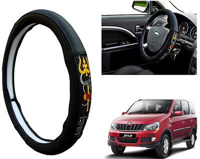 GS Grow n Shine Hand Stiched Steering Cover For Mahindra Xylo(Black, Leatherite)
