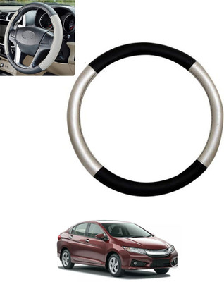 MSNP Steering Cover For Honda Universal For Car(Silver,Black, Leatherite)