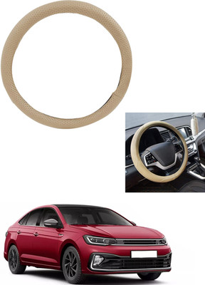 MATIES Steering Cover For Volkswagen Universal For Car(Beige, Leather)