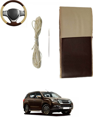 ABJD Hand Stiched Steering Cover For Honda Universal For Car(Beige, Brown, Leatherite)