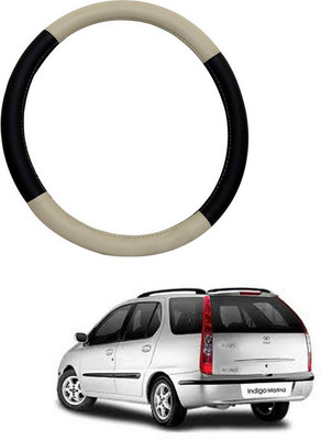 RKPSP Hand Stiched Steering Cover For Universal For Car Indigo Marina(Beige/Brown, Leatherite)
