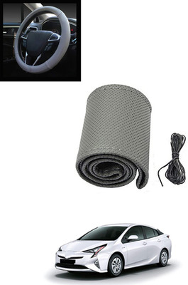 MATIES Hand Stiched Steering Cover For Toyota Prius(Grey, Leatherite)