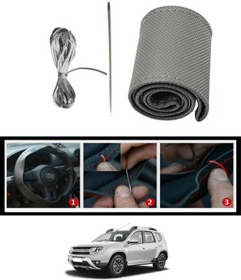 monolive Hand Stiched Steering Cover For Renault Duster(Grey, Leatherite)