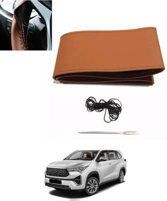 ABJD Hand Stiched Steering Cover For Toyota Universal For Car(Tan, Leatherite)