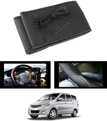 MATIES Hand Stiched Steering Cover For Chevrolet Enjoy(Black, Leatherite)