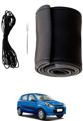 monolive Hand Stiched Steering Cover For Universal For Car Alto 800(Grey/Black, Leatherite)