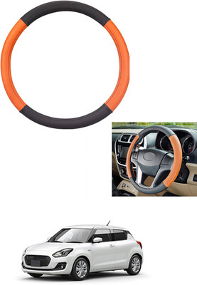 MATIES Steering Cover For Universal For Car Swift(Tan/Black, Leather)