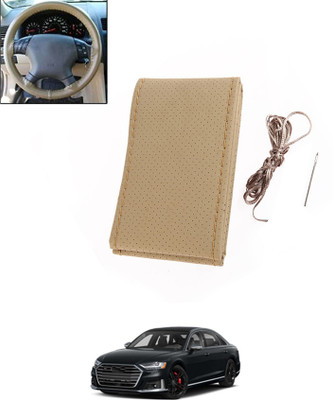 MATIES Hand Stiched Steering Cover For Audi S8(Beige, Leatherite)