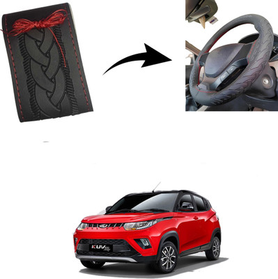 Autoinnovation Hand Stiched Steering Cover For Mahindra KUV 100(Black, Leather)