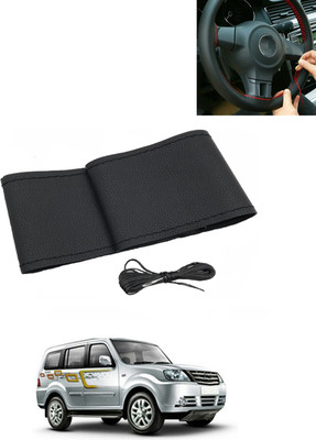 MATIES Hand Stiched Steering Cover For Tata Sumo Grande(Black, Leatherite)