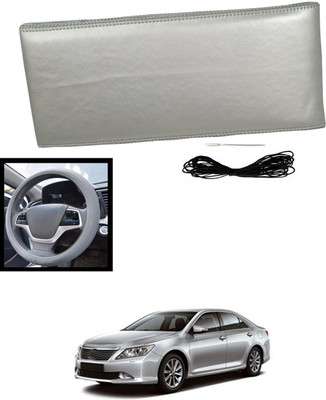 MATIES Hand Stiched Steering Cover For Toyota Camry(Silver, Leatherite)