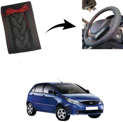 Autoinnovation Hand Stiched Steering Cover For Tata Indica Vista(Black, Leather)