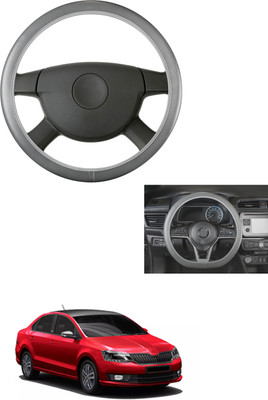 MATIES Steering Cover For Skoda Rapid(Grey, Leather)