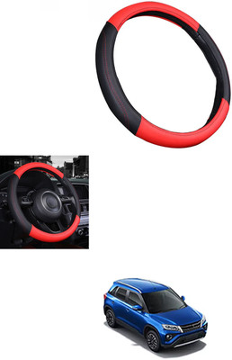 MATIES Steering Cover For Toyota Universal For Car(Red/Black, Leather)