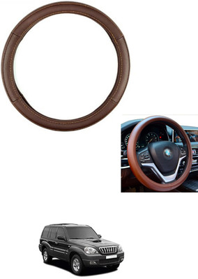 MATIES Steering Cover For Hyundai Terracan(Brown, Leather)