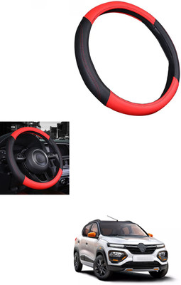 MATIES Steering Cover For Renault Universal For Car(Red/Black, Leather)