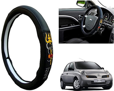 GS Grow n Shine Hand Stiched Steering Cover For Nissan Micra(Black, Leatherite)