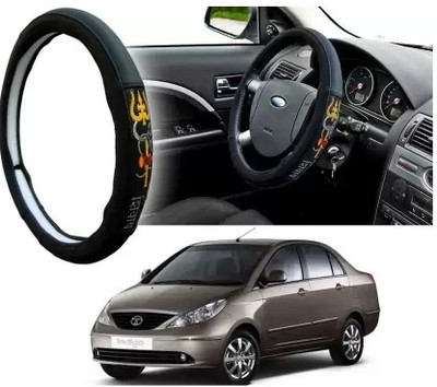 GS Grow n Shine Hand Stiched Steering Cover For Tata Indigo(Black, Leatherite)